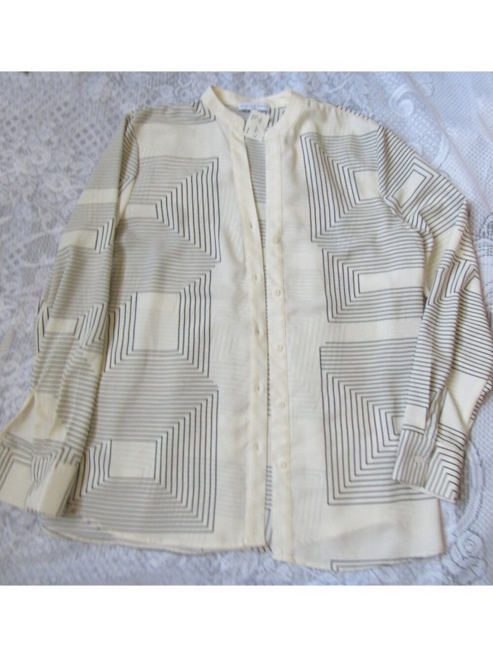 Maison d' Amelie Blouse, Beige/Black, Size S, New